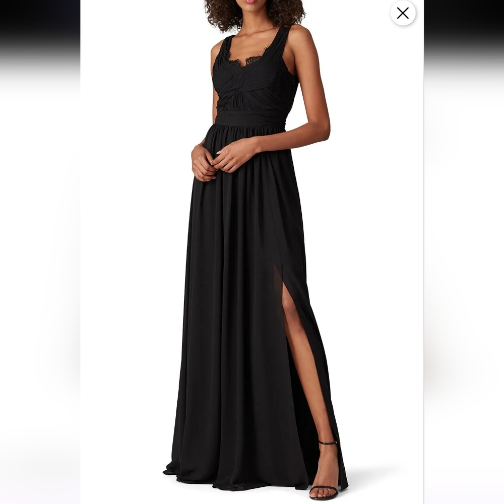 Love By Theia Black Pleated Formal Maxi Dress Size 4